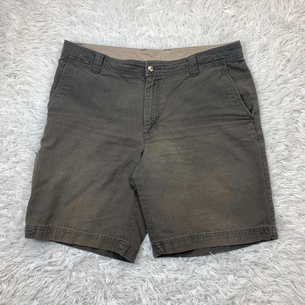 Columbia Shorts 36 Gray Chino Bermuda 9" Faded‎ Grunge Camp Outdoors Hike